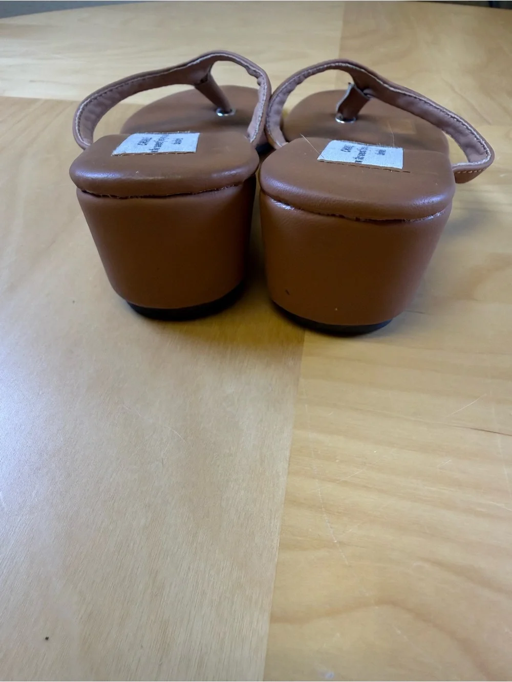 Chohle Classic Tan Wedge Thong Sandal with Cushioned Footbed